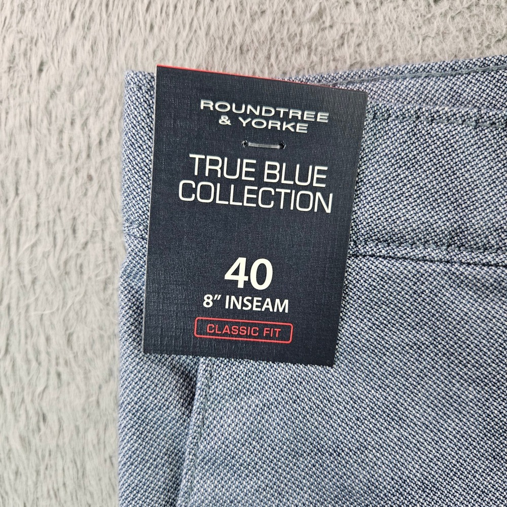 Roundtree & Yorke True Blue Collection Mens 40 Shorts Classic Fit 8 Inseam Blue